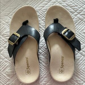 Spenco Black Women's Sandals with Gold Buckle Size 7 New without tags